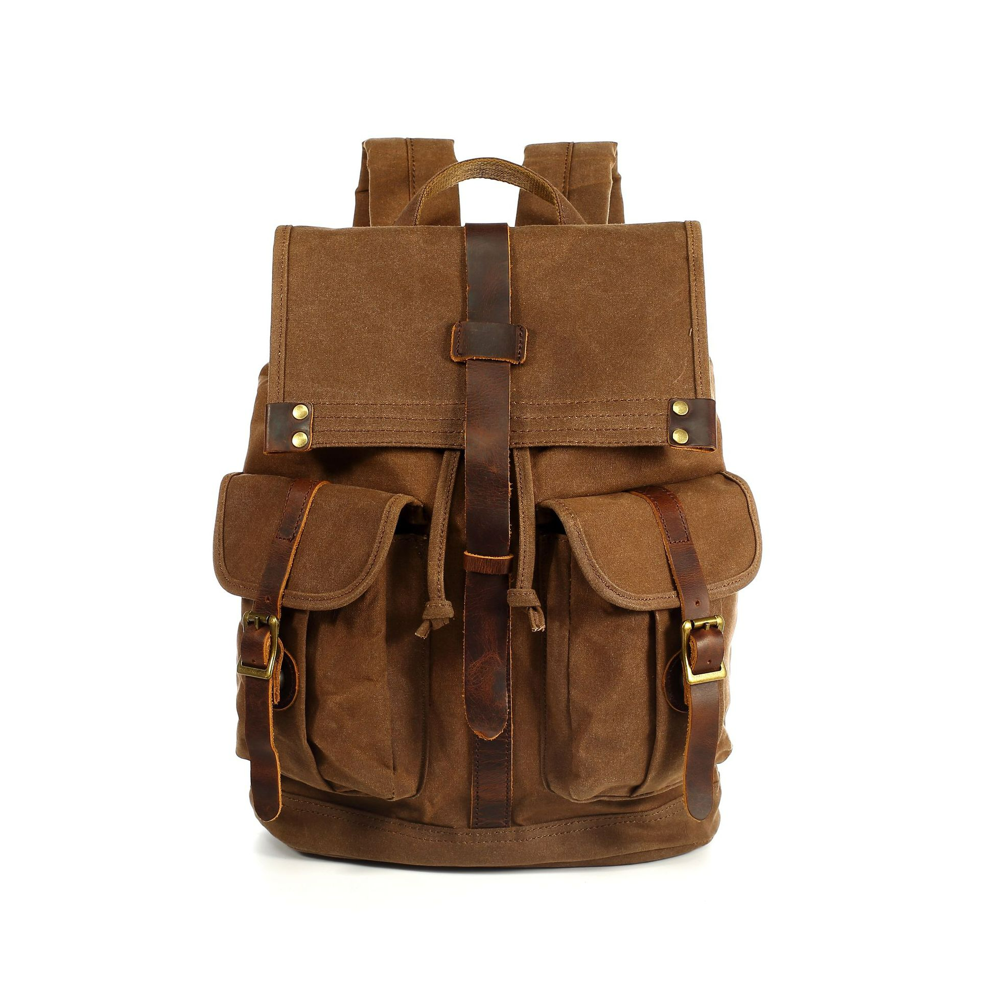 Canvas Rucksack Unisex ⎜ Retro-Design mit Außentaschen für Reisen und Alltag