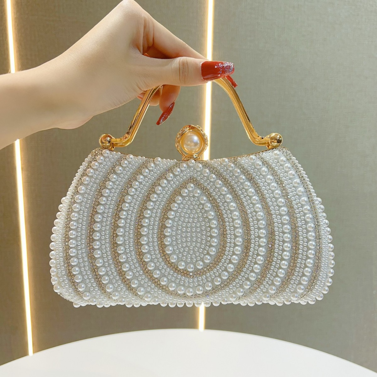 Damen Schultertasche Mit Perlen ⎜ Elegante Abendtasche Für Besondere Anlässe Und Festliche Outfits