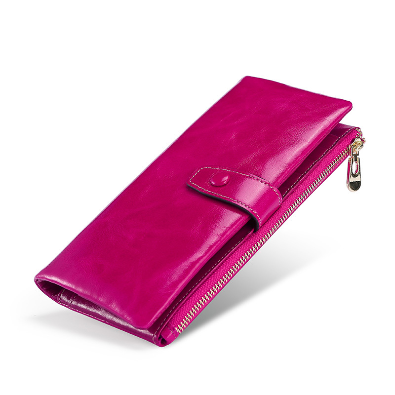 Damen Geldbörse aus Echtleder ⎜ Lange Brieftasche mit vielen Kartenfächern und Reißverschluss für Münzen