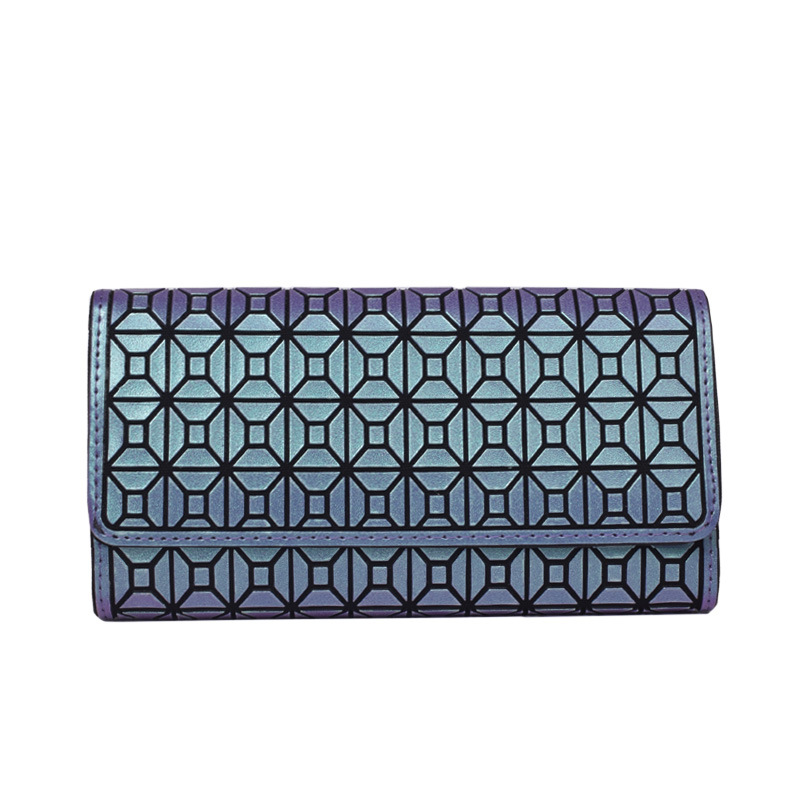 Damen Handy-Geldbörse im Langformat ⎜ Dreifach faltbare Brieftasche mit geometrischem Muster und Kartenfächern