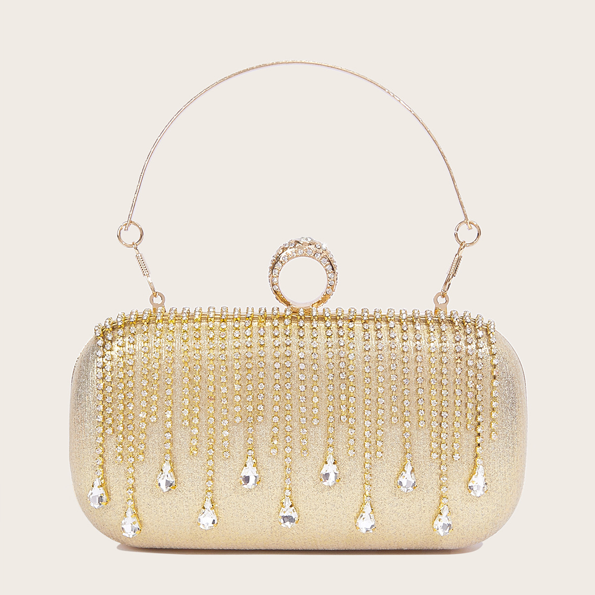 Clutch für Damen ⎜ Elegante Abendtasche mit Strassfransen und Ringverschluss für Hochzeit und festliche Anlässe