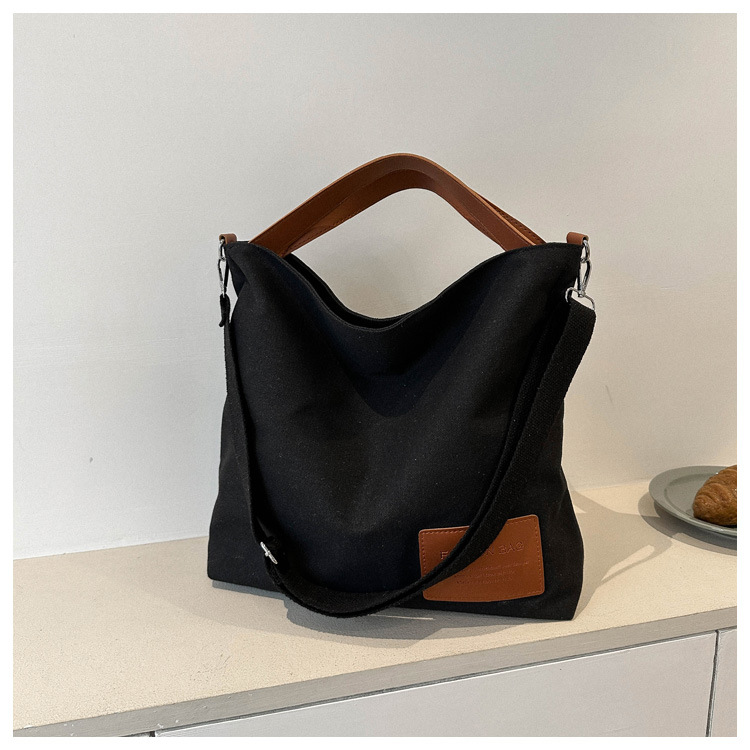 Canvas Tasche für Damen ⎜ Schlichte Schultertasche mit Griff und Riemen für Alltag, Freizeit und Stadtbummel