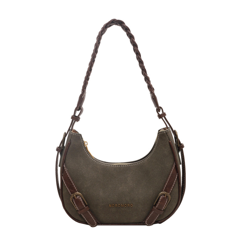 Baguette Schultertasche für Damen ⎜ Retro-Design mit kurzem Trageriemen und stilvollen Schnallendetails