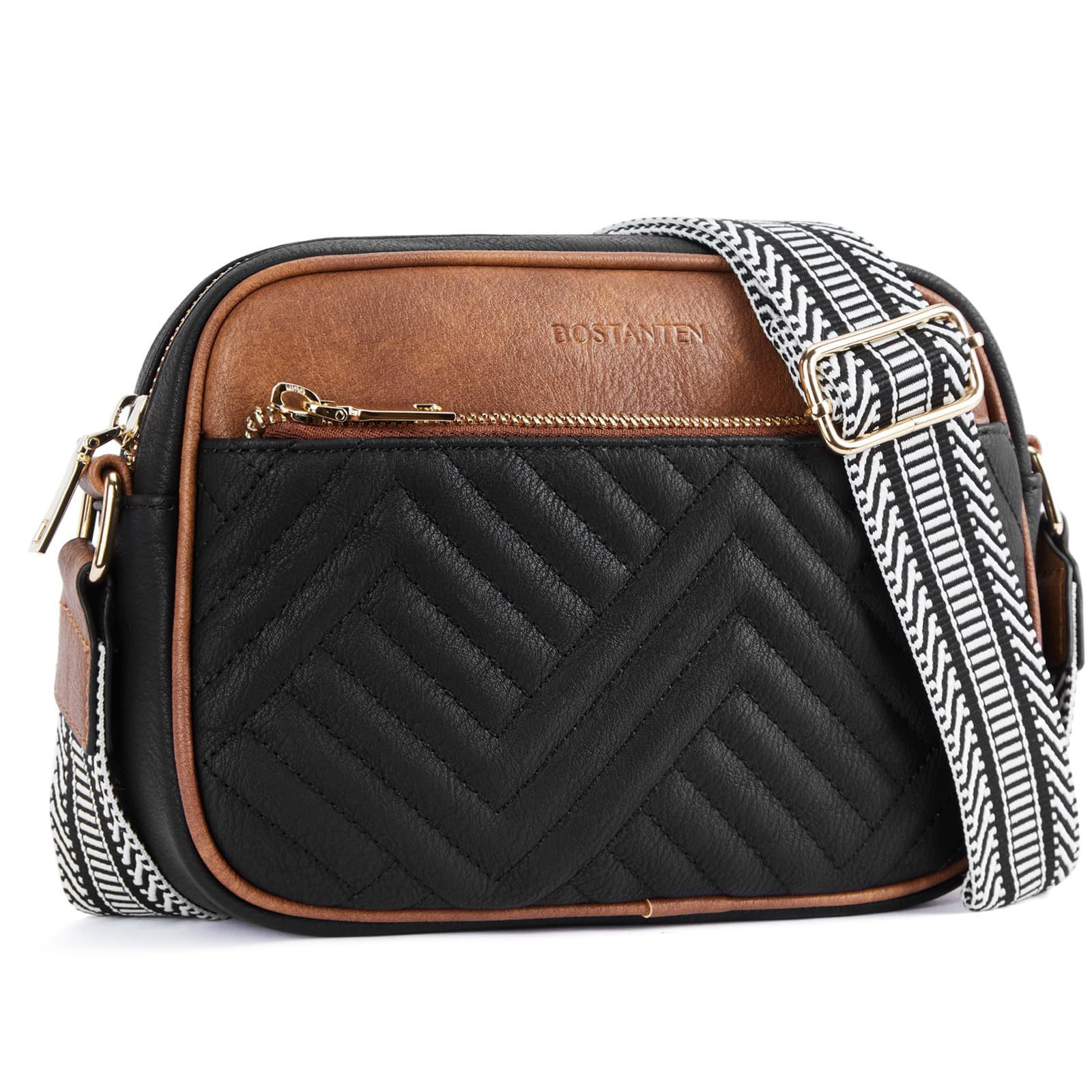 Schultertasche für Damen ⎜ Modische Umhängetasche im Geometrie-Design mit verstellbarem Schultergurt