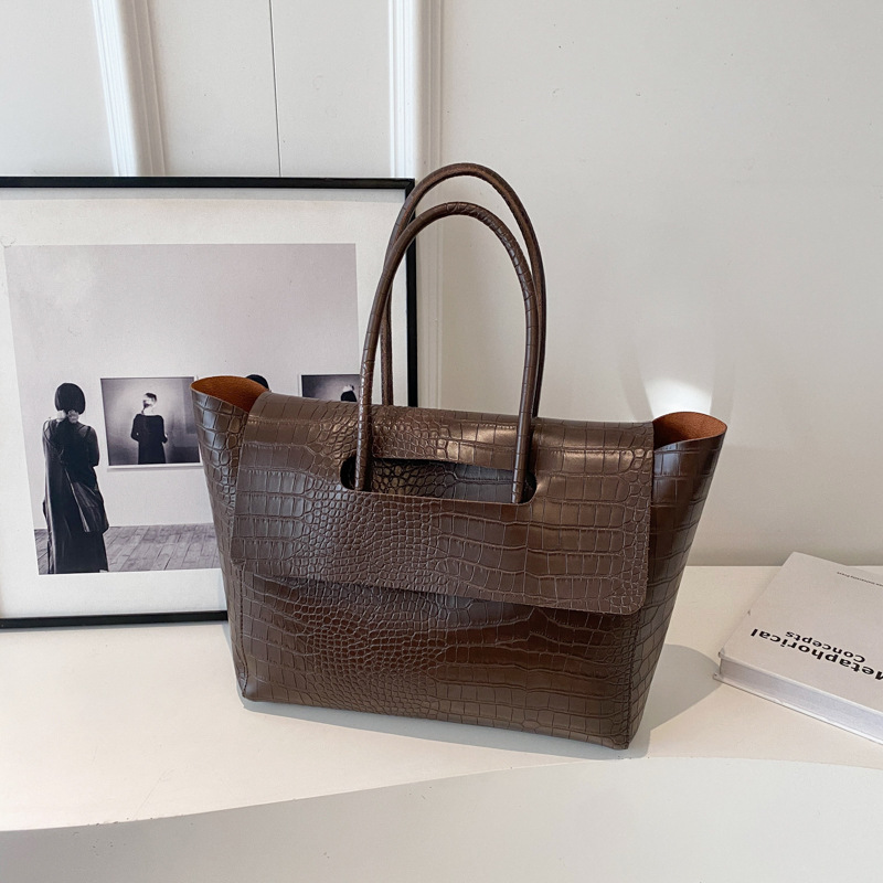 Damen Handtasche Kroko-Optik – Große Schultertasche Kunstleder