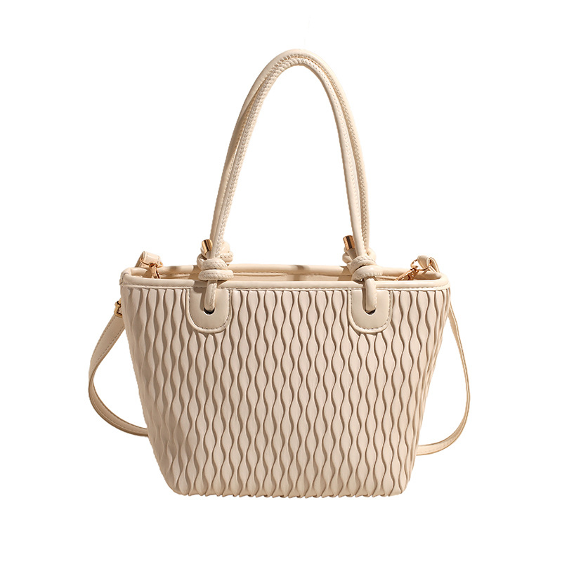 Schultertasche für Damen ⎜ Schlichte Umhängetasche mit strukturierter Oberfläche und doppeltem Henkel für Alltag und Büro