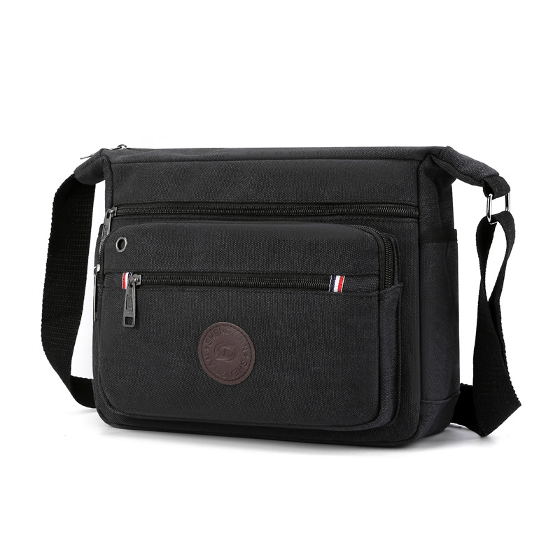 Umhängetasche für Herren ⎜ Robuste Canvas-Schultertasche mit Reißverschlussfächern für Alltag und Freizeit