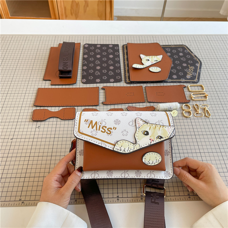 Umhängetasche für Damen ⎜ Kreative Handtasche mit süßem Katzenmotiv und verstellbarem Schultergurt