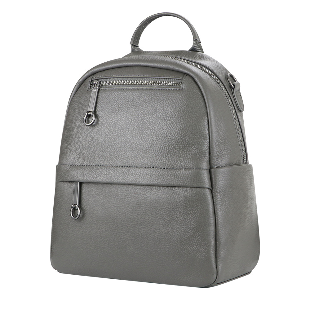 Damen Rucksack aus Echtleder ⎜ Kompakter Cityrucksack mit großer Kapazität und Reißverschlussfächern für Alltag und Reisen