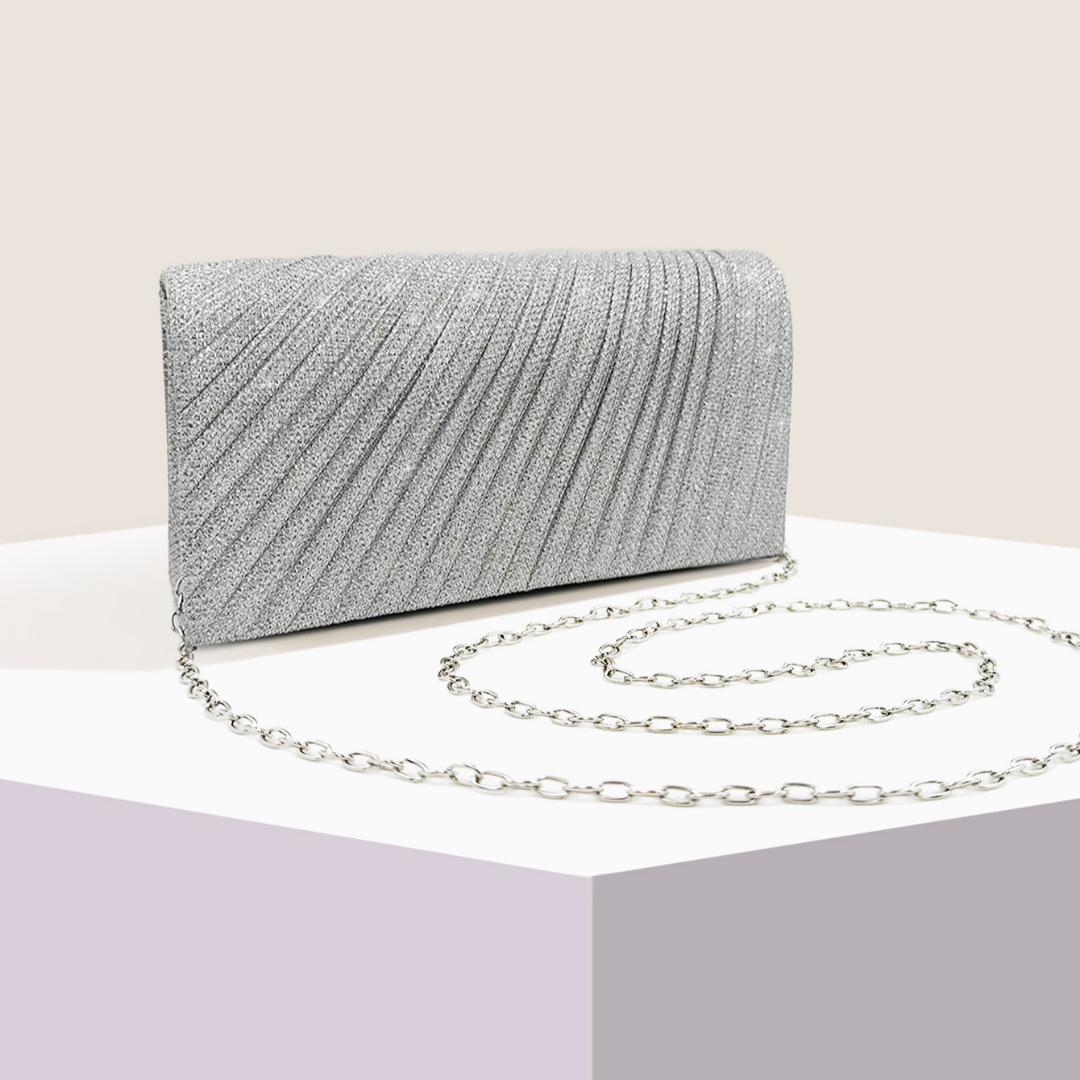 Clutch Tasche für Damen ⎜ Elegante Falt-Design Abendtasche mit glitzerndem Finish und kompakter Größe