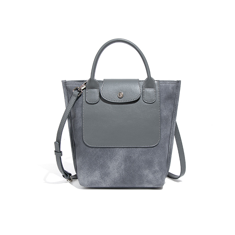 Damentasche mit Schulterriemen ⎜ Stylische Beuteltasche aus Wildleder mit Kontrastnähten und viel Stauraum