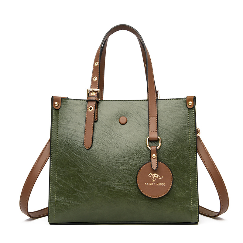 Damen Handtasche aus Kunstleder ⎜ Klassische Schultertasche im Vintage-Look mit stabilem Griff für Alltag und Büro