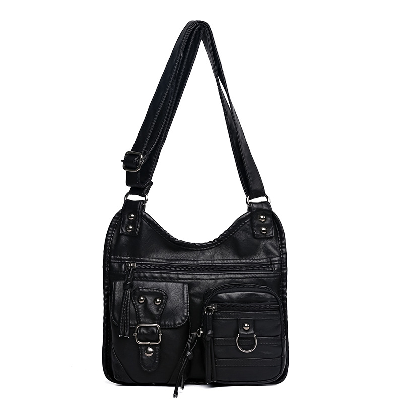 Damen Schultertasche ⎜ Retro Stil mit Viel Stauraum und Praktischen Taschen