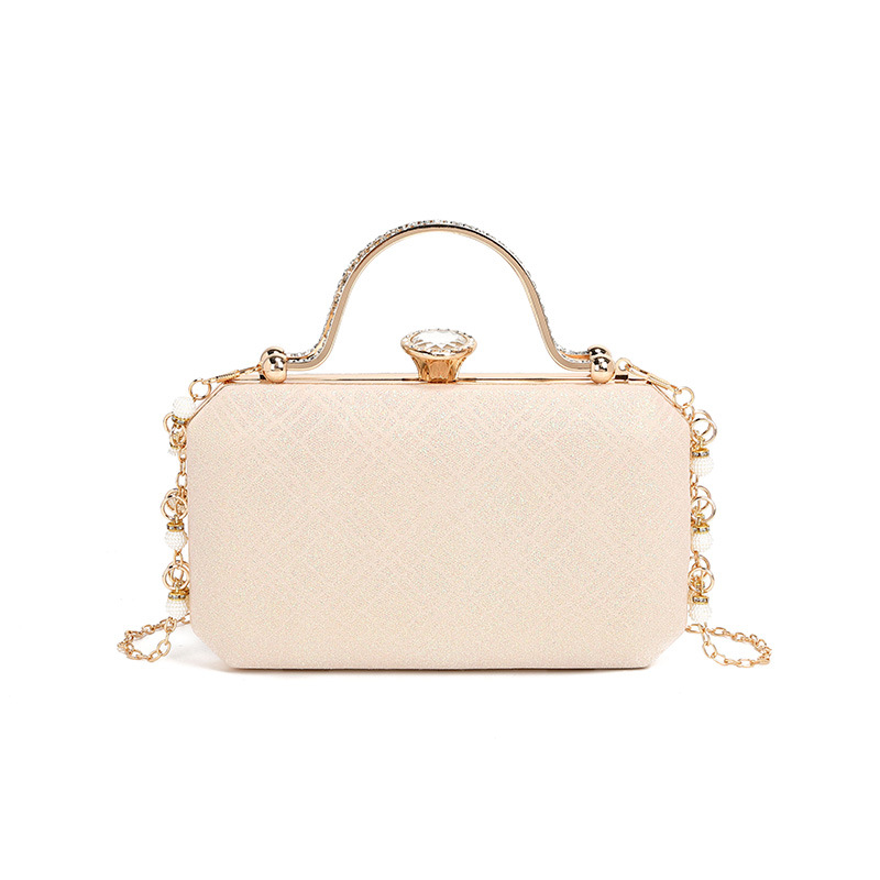 Damen Clutch Tasche ⎜ Glänzende Abendtasche mit Kette und Elegantem Griff