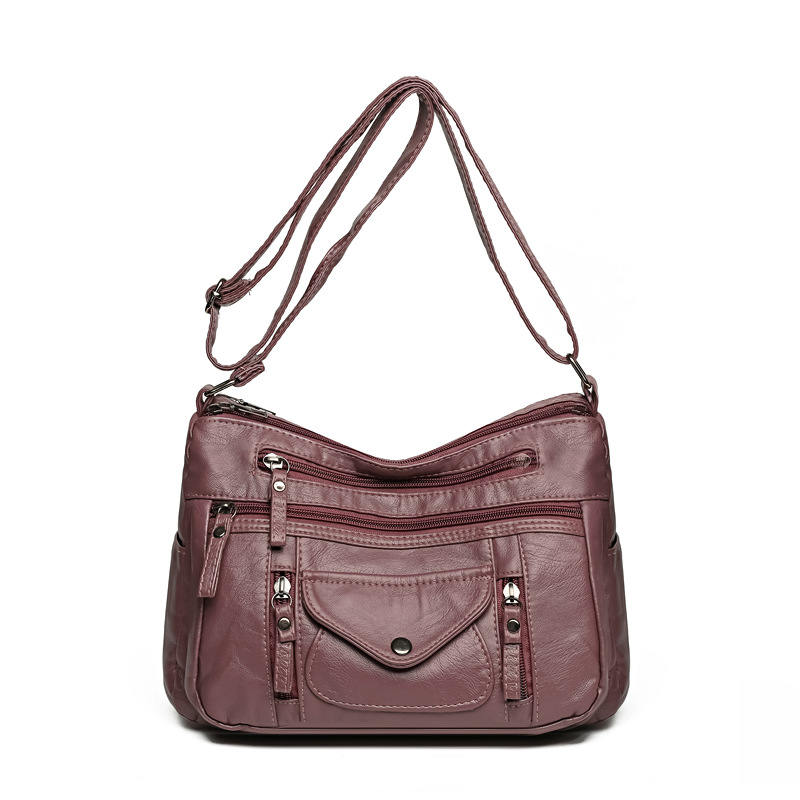 Schultertasche für Damen ⎜ Weiche Umhängetasche aus Kunstleder mit großem Stauraum und praktischen Außentaschen