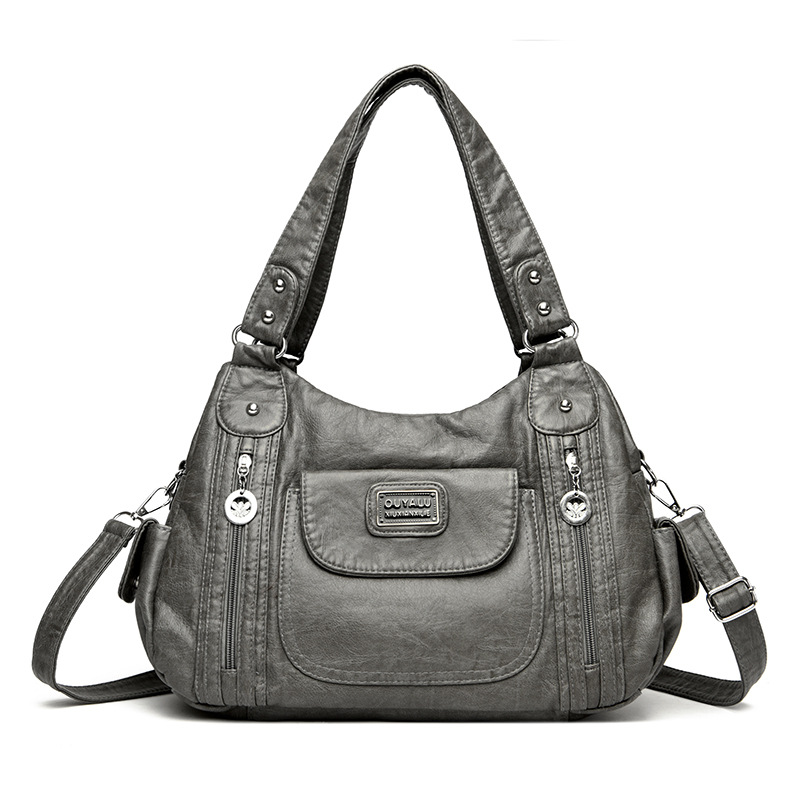 Damen Schultertasche aus Kunstleder ⎜ Modische Vintage-Tasche mit Viel Stauraum und Abnehmbarem Gurt