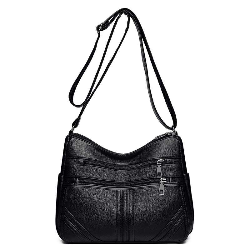 Umhängetasche für Damen ⎜ Weiche Schultertasche mit Reißverschlüssen und Strukturmuster für Alltag und jedes Alter