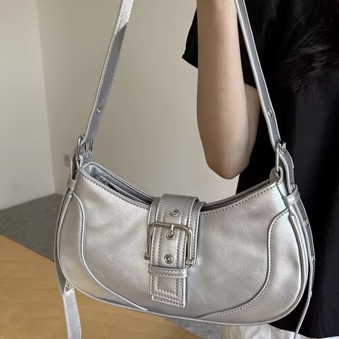 Damen Schultertasche aus Kunstleder ⎜ Elegantes Baguette-Design mit verstellbarem Tragegurt