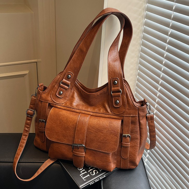 Damen Schultertasche ⎜ Geräumige Alltagstasche mit Frontfach und Doppeltem Tragegriff