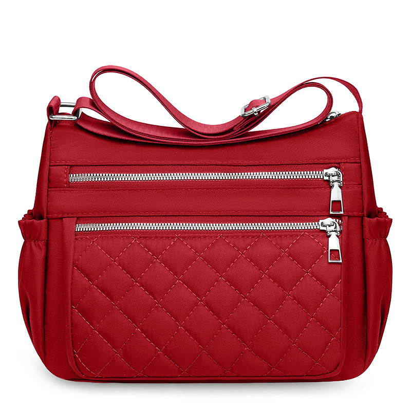 Umhängetasche für Damen ⎜ Leichte Schultertasche aus Oxford mit Reißverschluss und viel Stauraum