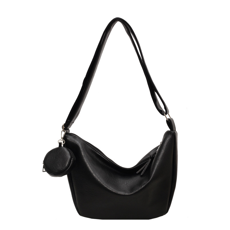 Schultertasche mit Viel Stauraum ⎜ Elegante Damenhandtasche im Dumpling-Stil mit Breitem Riemen und Minietui
