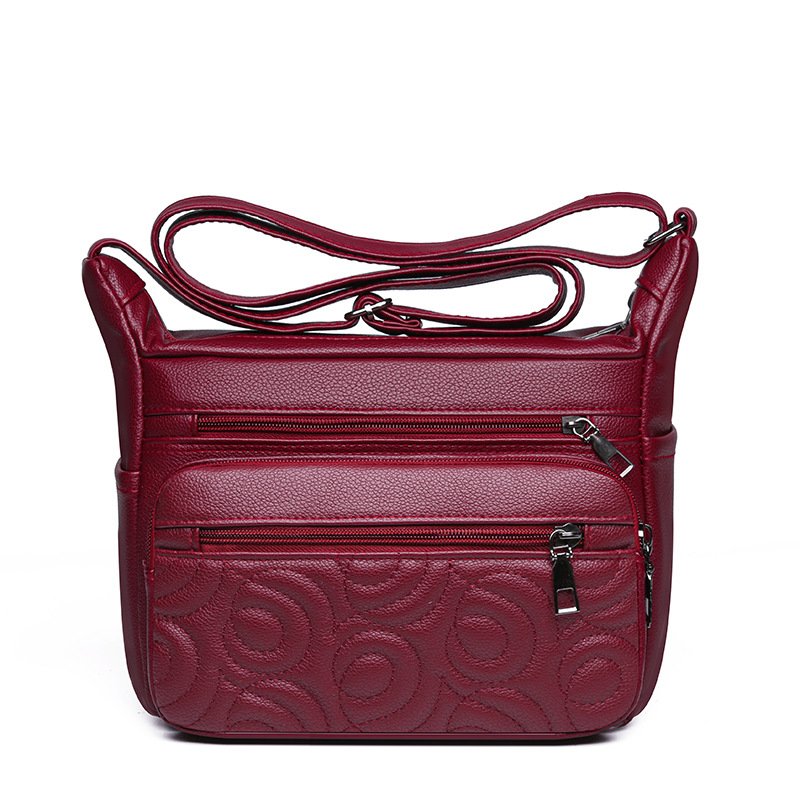 Umhängetasche für Damen ⎜ Modische Schultertasche mit Prägung und mehreren Fächern für Alltag und Freizeit
