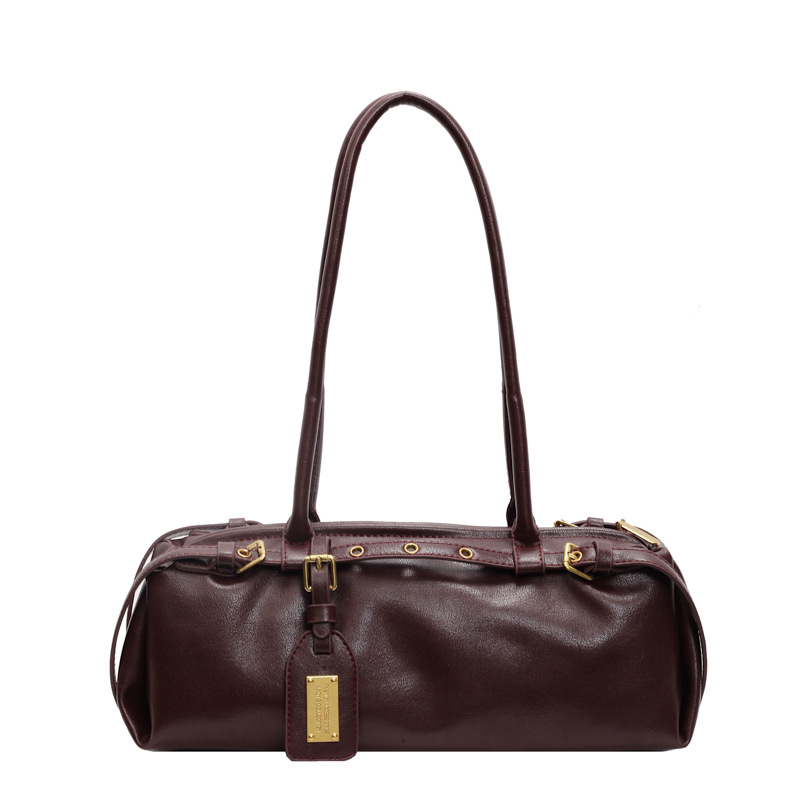 Damen Handtasche ⎜ Schmale Retro-Schultertasche mit Langen Henkeln
