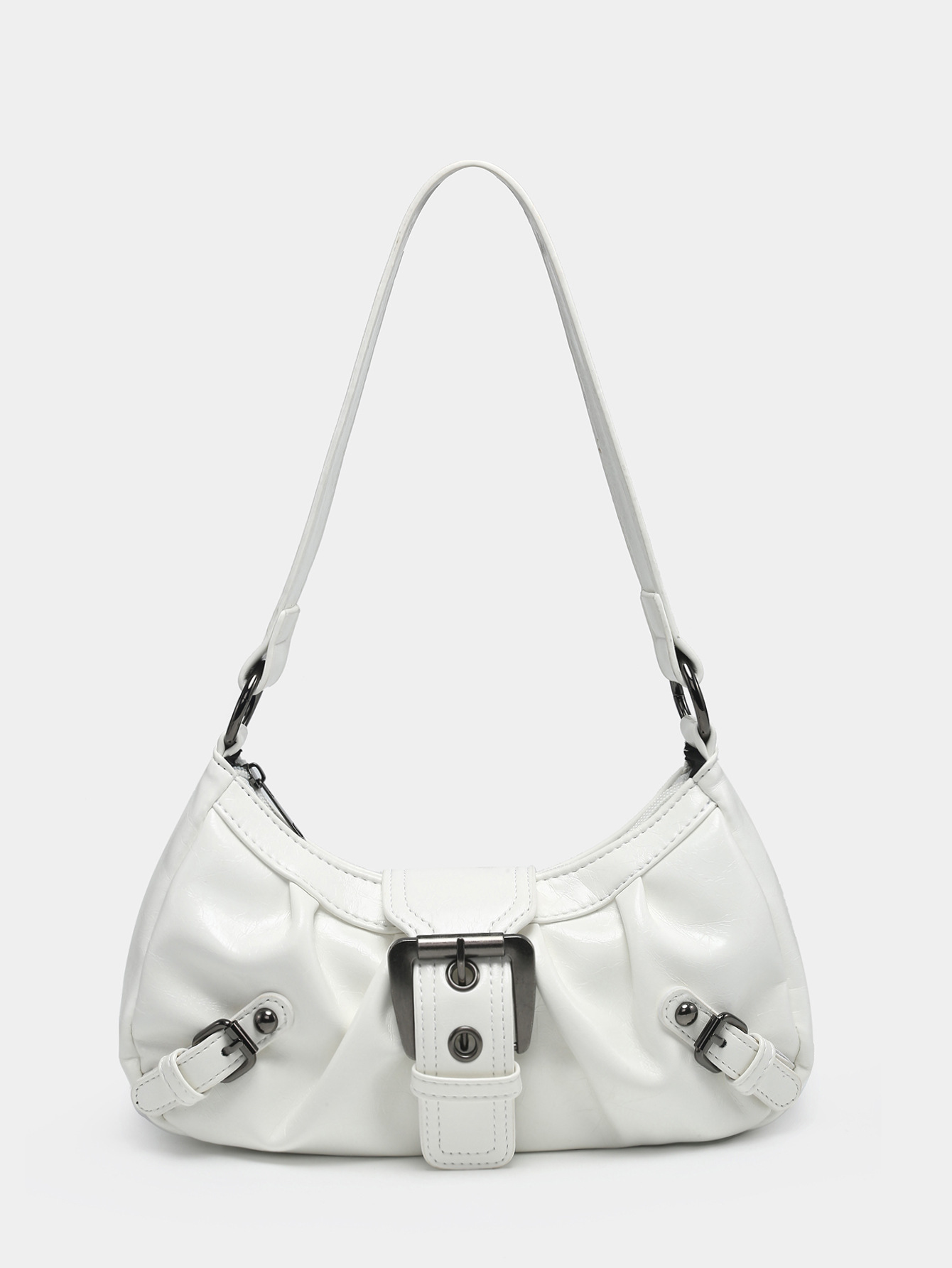 Damen Schultertasche Aus Vintage-Leder ⎜ Zweifarbige Optik Mit Modischem Schnallenverschluss