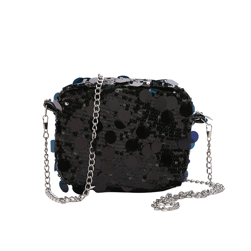 Umhängetasche für Damen ⎜ Glänzende Pailletten-Tasche mit Kette und großem Stauraum für besondere Anlässe