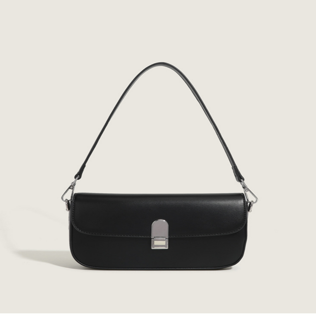 Damen Baguette Tasche ⎜ Elegante Unterarmtasche mit Glattem Finish und Modernem Steckverschluss