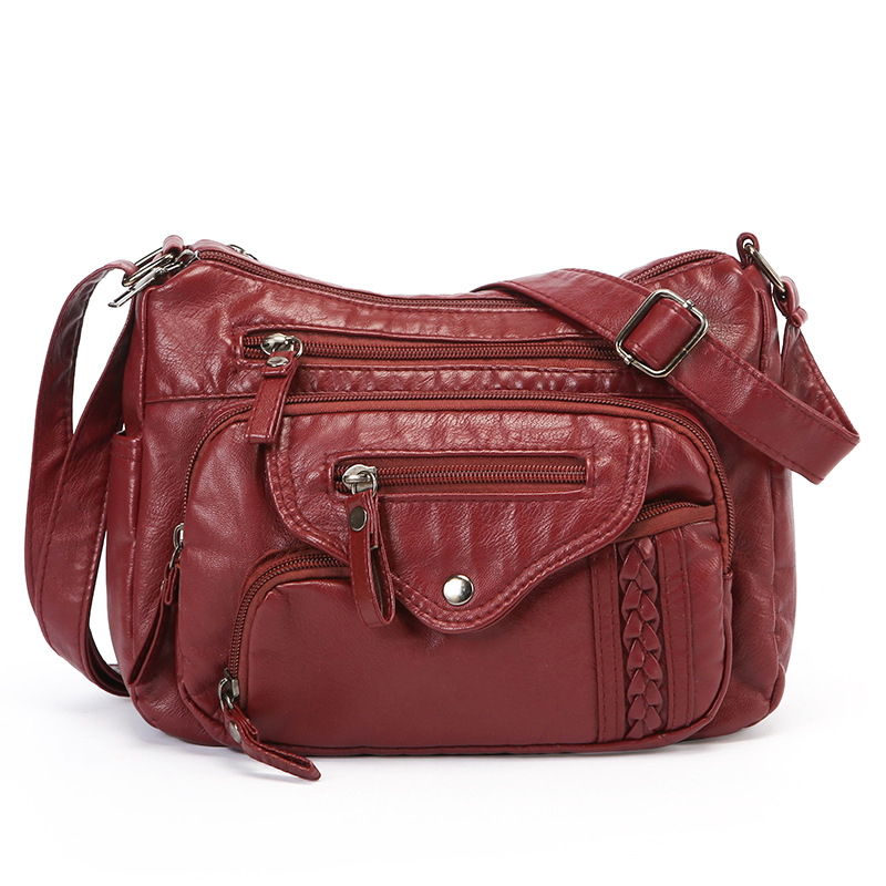 Schultertasche für Damen ⎜ Modische Umhängetasche aus weichem Kunstleder mit geflochtenem Detail und viel Stauraum