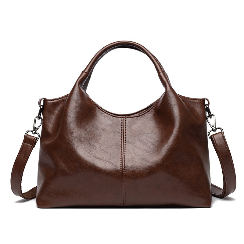 Schultertasche mit Großem Volumen ⎜ Geräumige Umhängetasche für Damen aus Glattem Kunstleder und Doppelgriff
