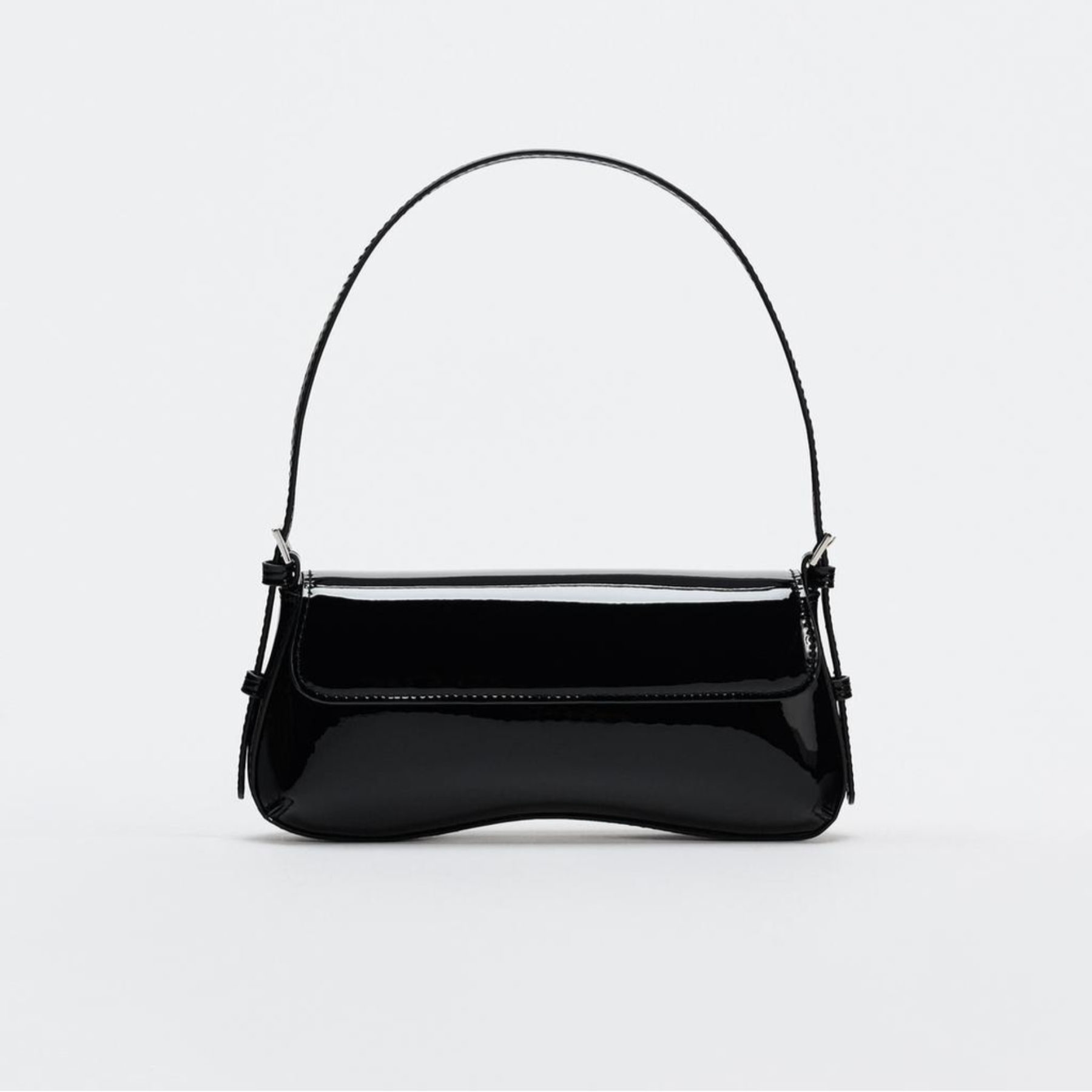 Damen Schultertasche in Lackoptik ⎜ Elegantes Retro-Design mit kurzem Tragegriff