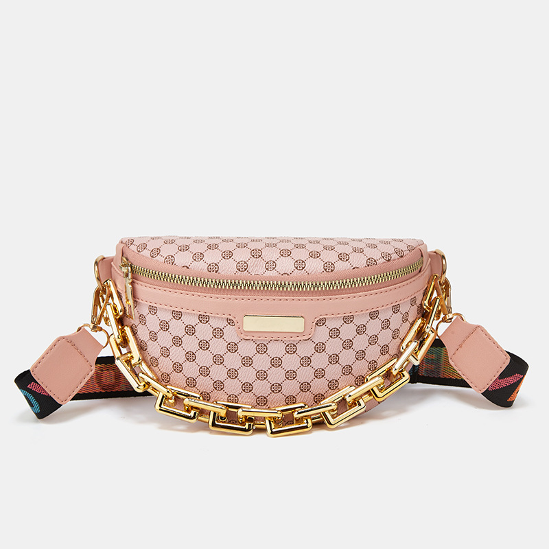 Bauchtasche für Damen ⎜ Modische Umhängetasche mit Kettenriemen und trendigem Muster für unterwegs