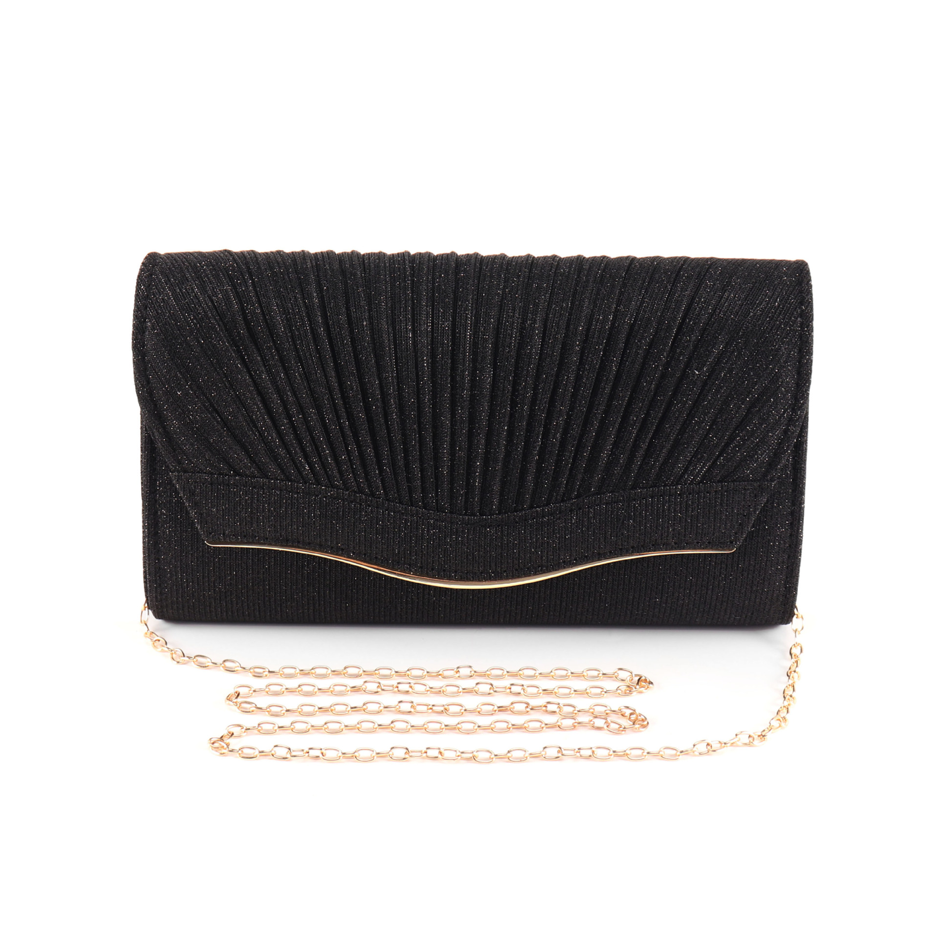 Elegante Clutch für Damen ⎜ Glitzernde Abendtasche mit Faltendesign und edlem Look
