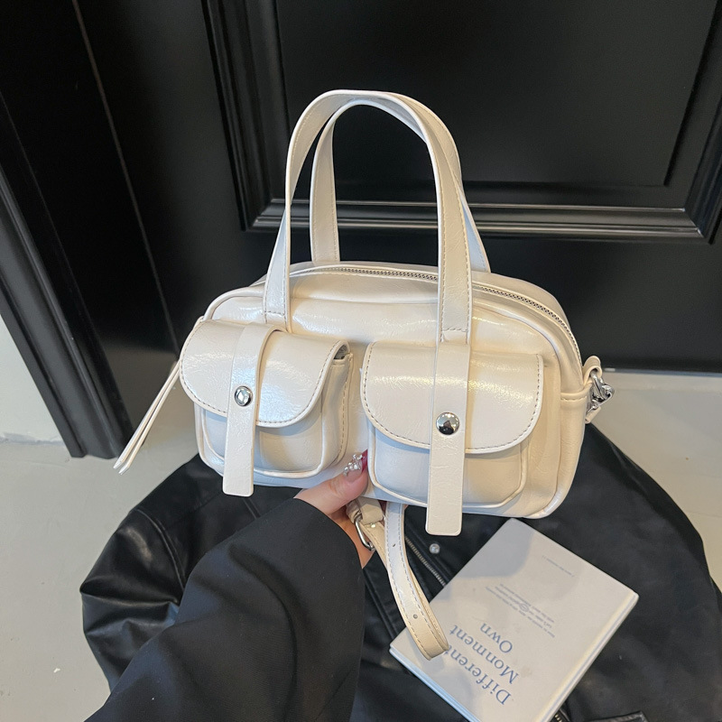 Damen Boston Bag mit Schulterriemen ⎜ Modische Handtasche mit großer Kapazität und praktischen Außentaschen