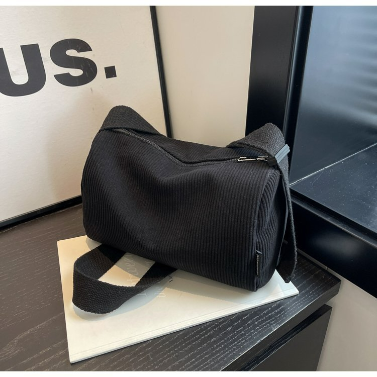 Umhängetasche für Damen ⎜ Schlichte Schultertasche in Cord-Optik mit Reißverschluss und verstellbarem Gurt