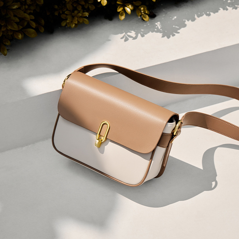 Umhängetasche für Damen ⎜ Klassische Ledertasche mit elegantem Verschluss für Büro und Alltag