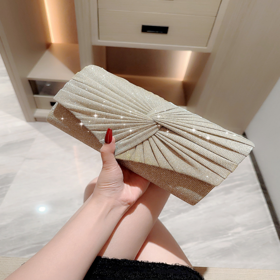 Clutch für Damen ⎜ Stilvolle Abendtasche mit Falten-Design für festliche Outfits und besondere Anlässe