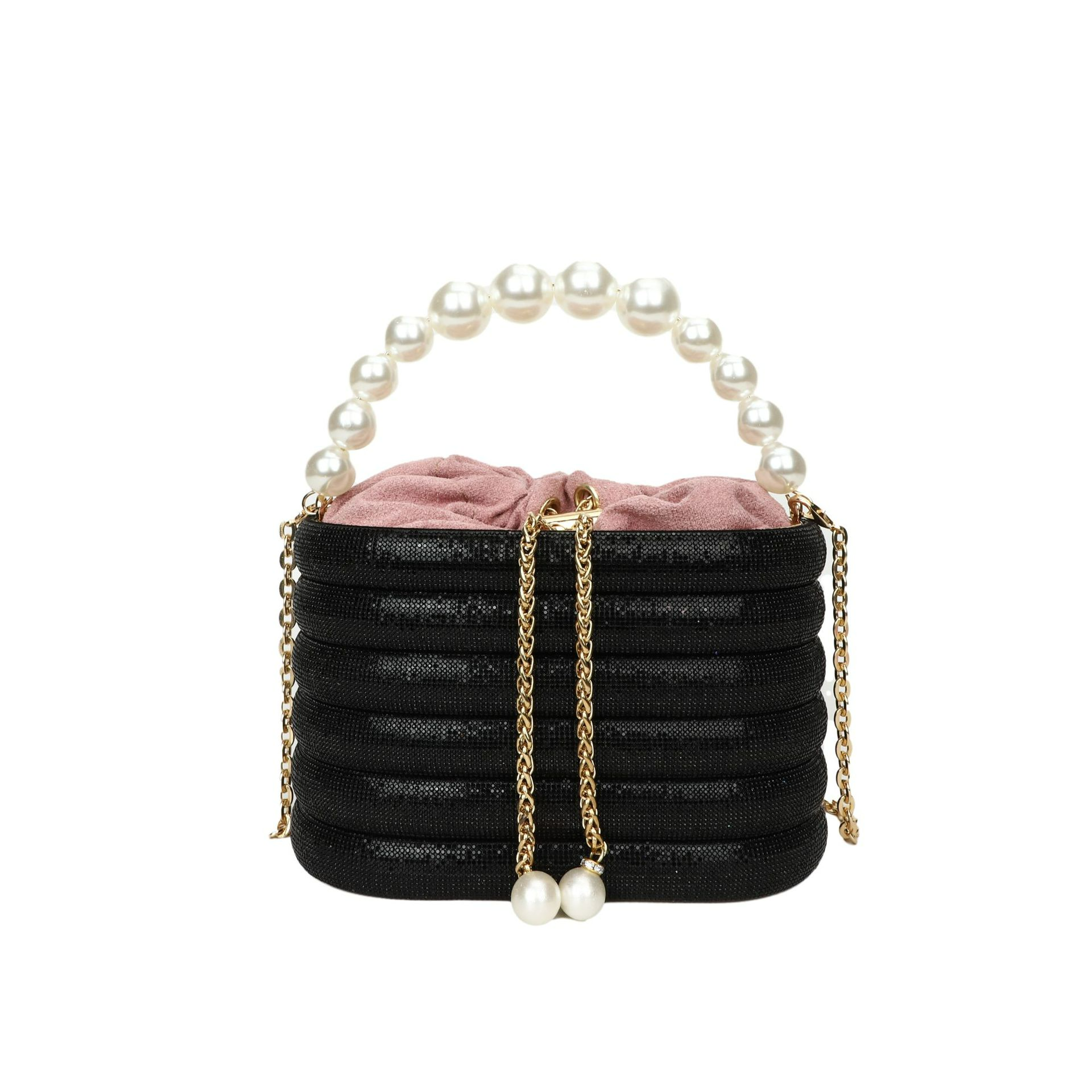 Abendtasche für Damen ⎜ Elegante Perlenhenkel-Bag mit Glitzerdesign für Party, Dinner und besondere Anlässe