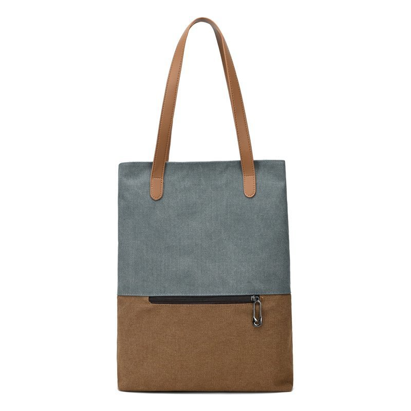 Shopper Tasche für Damen aus Canvas ⎜ Robuste Tragetasche im Retro-Stil mit Reißfach für Alltag, Uni und Freizeit