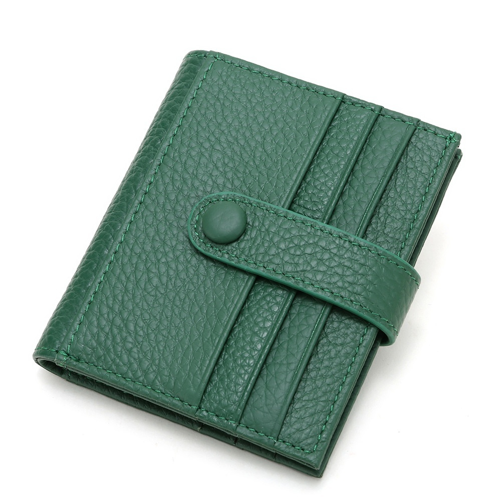 Damen Mini-Geldbörse aus Leder ⎜ Kompakte Brieftasche mit Druckknopf und praktischen Kartenfächern