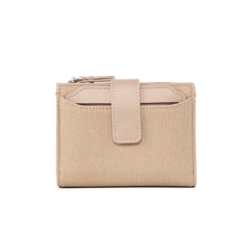 Damen Geldbörse in Uni-Farben ⎜ Kompakte Brieftasche mit Druckknopf und Reißverschluss für Karten und Münzen
