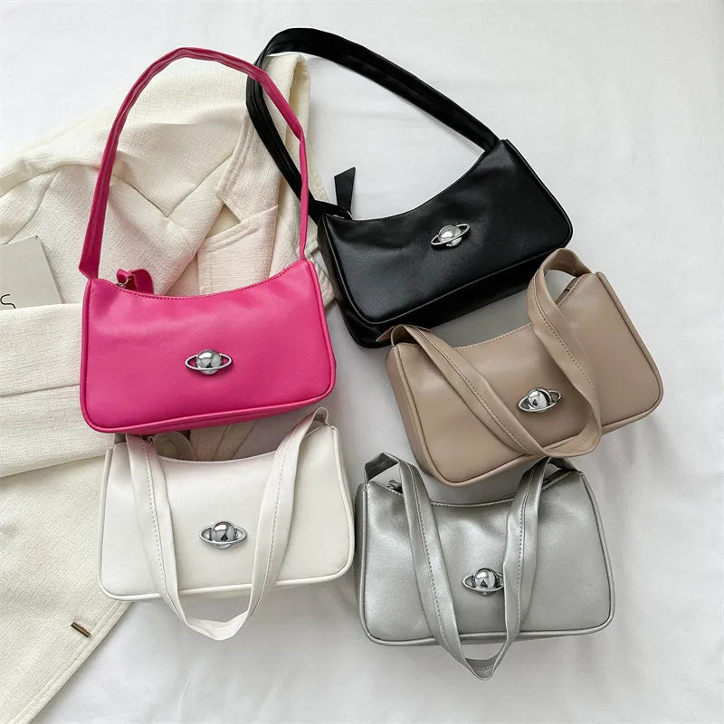 Schultertasche für Damen ⎜ Schlichte Umhängetasche mit Drehverschluss und elegantem Design für den täglichen Look
