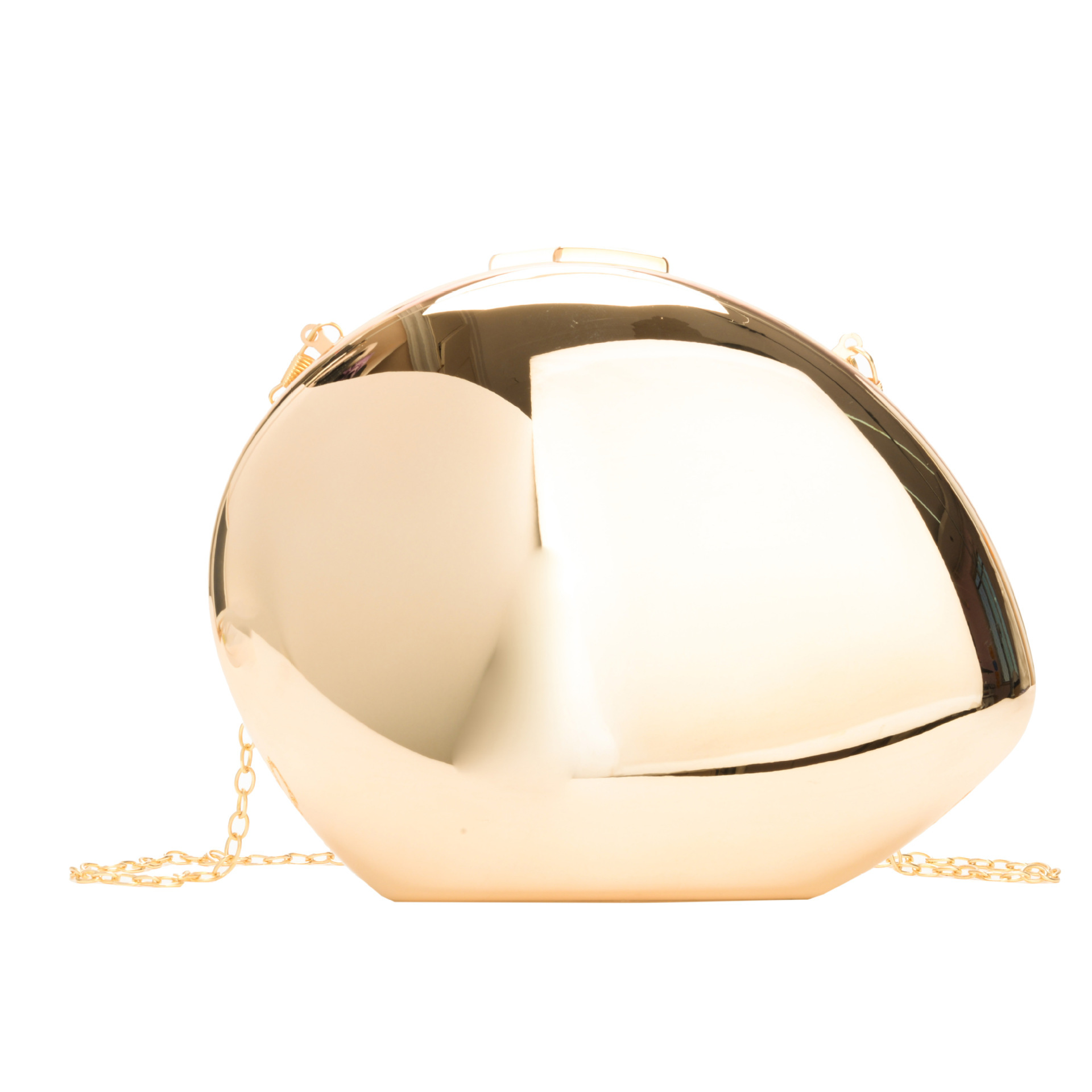 Clutch für Damen ⎜ Elegante Hartschalen-Abendtasche in Ei-Form mit goldener Kette für festliche Anlässe