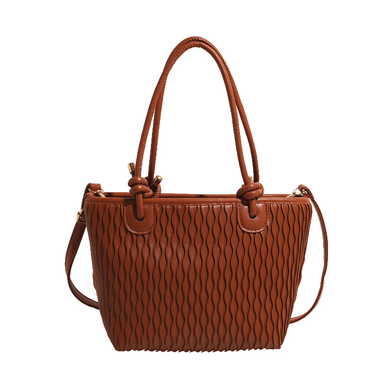 Schultertasche für Damen ⎜ Schlichte Umhängetasche mit strukturierter Oberfläche und doppeltem Henkel für Alltag und Büro