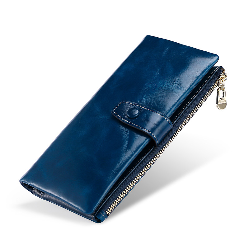 Damen Geldbörse aus Echtleder ⎜ Lange Brieftasche mit vielen Kartenfächern und Reißverschluss für Münzen