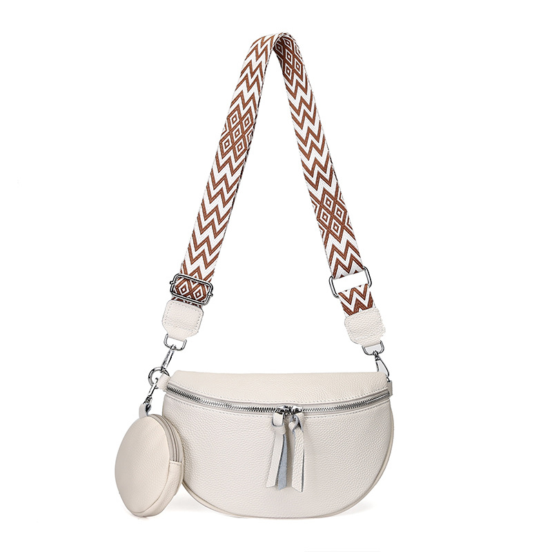 Bauchtasche für Damen ⎜ Modische Crossbody Tasche aus Leder mit breitem Gurt für Reisen und Alltag