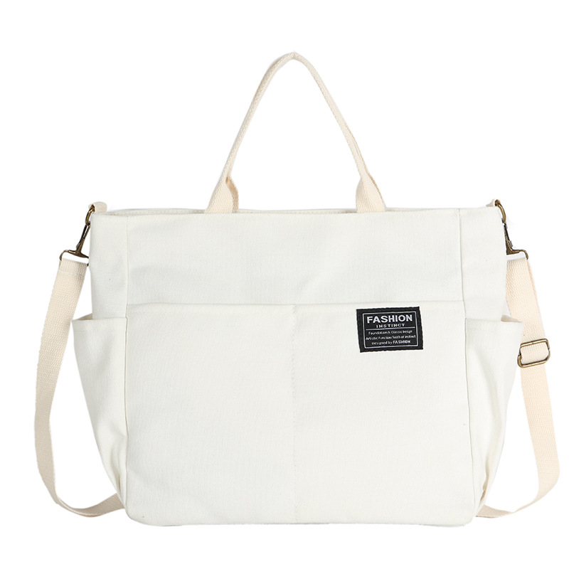 Canvas Umhängetasche mit Außentasche ⎜ Geräumige Tragetasche für Damen im Retro-Stil mit Mehreren Fächern