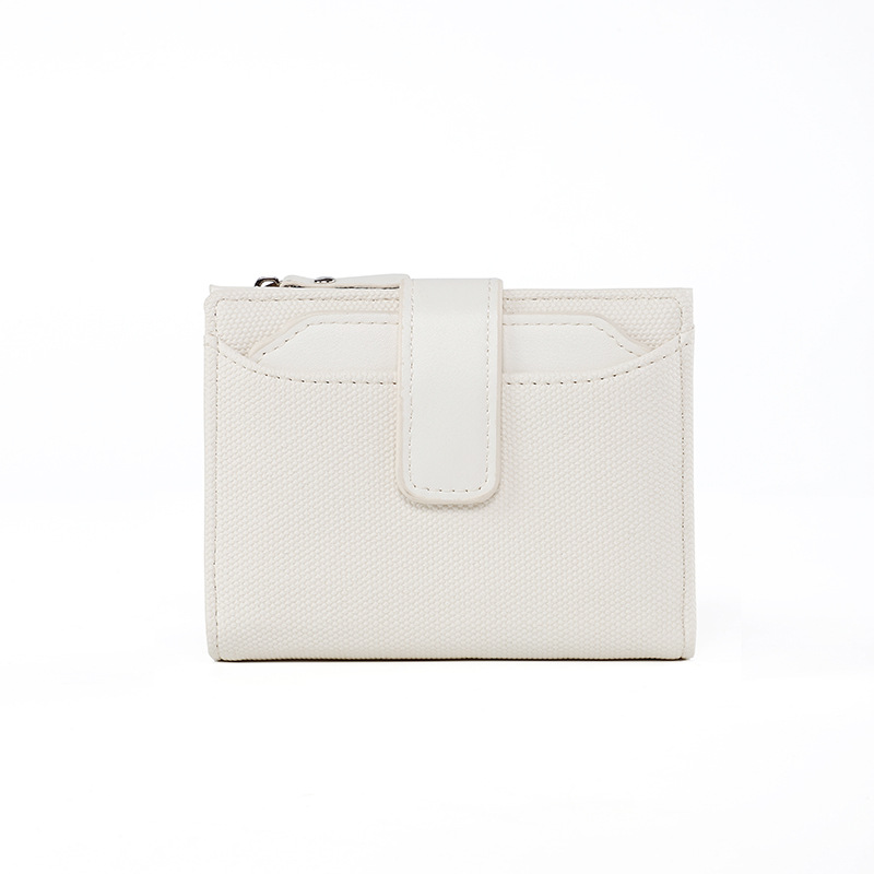 Damen Geldbörse in Uni-Farben ⎜ Kompakte Brieftasche mit Druckknopf und Reißverschluss für Karten und Münzen